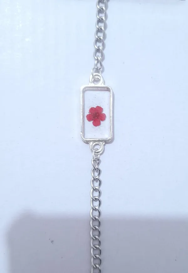 Silver_Resin_Red_Floral_Rectangular_Chain_Bracelet_For_Women