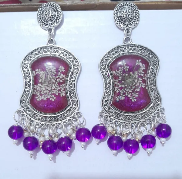 Purple_Oxidised_Silver_Tone_Floral_Dangle_Earrings_For_Women