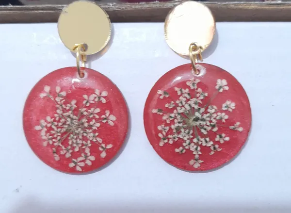 Red_Resin_Floral_Round_Drop_Earrings_For_Women