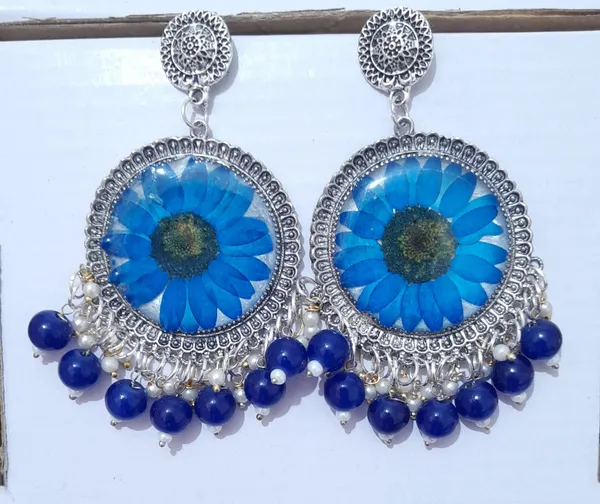 Blue_Oxidised_Silver_Tone_Floral_Beaded_Dangle_Earrings_For_Women