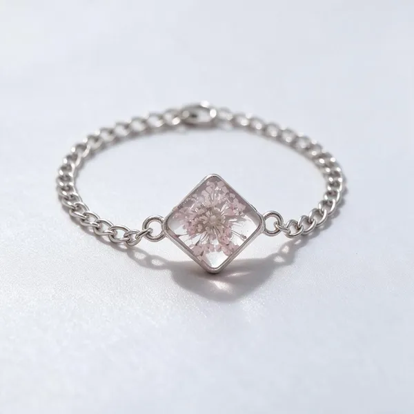 Silver_Brass_Resin_Floral_Square_Charm_Bracelet_For_Women