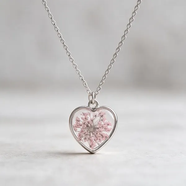 Silver_Tone_Resin_Floral_Heart_Pendant_Necklace_For_Women