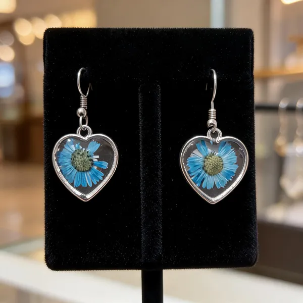 Blue_Resin_Floral_Heart_Drop_Earrings_For_Women