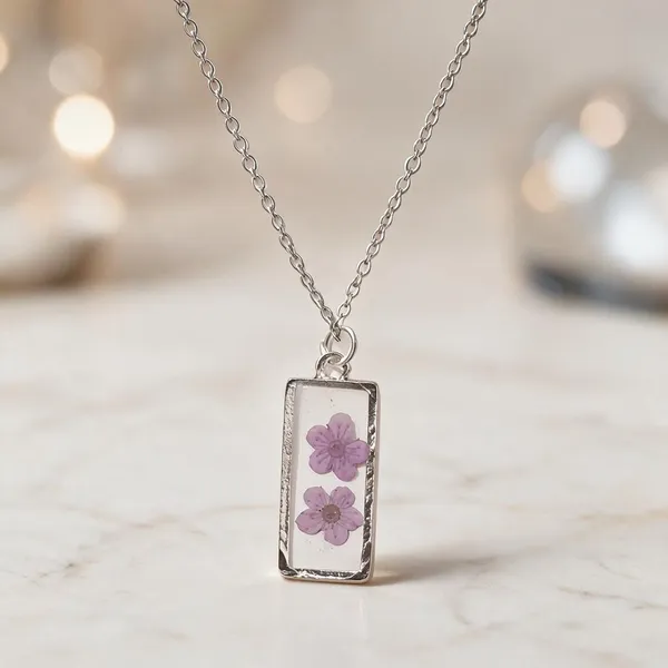 Silver_Brass_Resin_Pink_Floral_Rectangular_Pendant_Necklace_For_Women