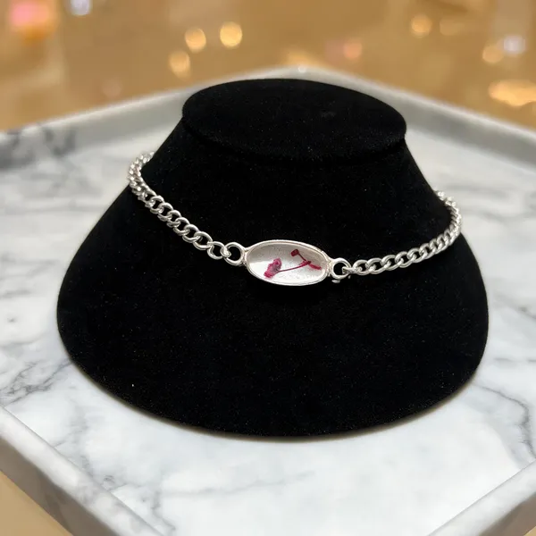 Silver_Resin_Pink_Floral_Oval_Charm_Bracelet_For_Women