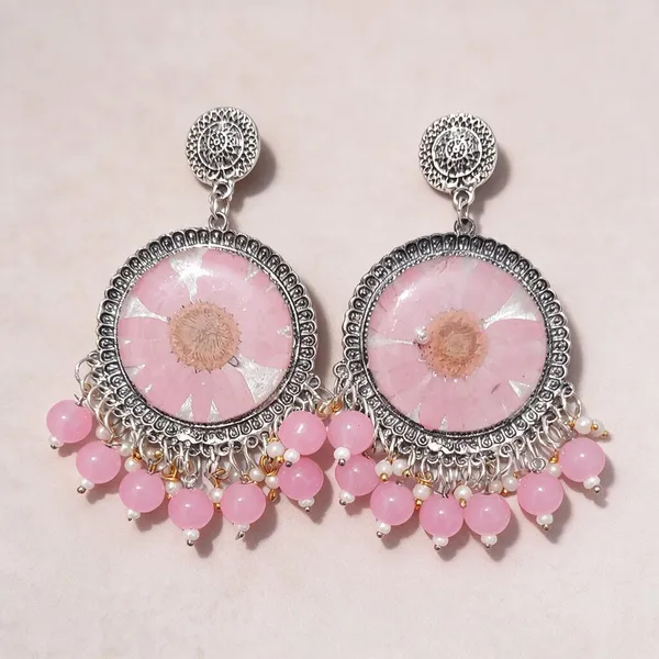 Pink_Oxidised_Silver_Tone_Floral_Dangler_Earrings_For_Women