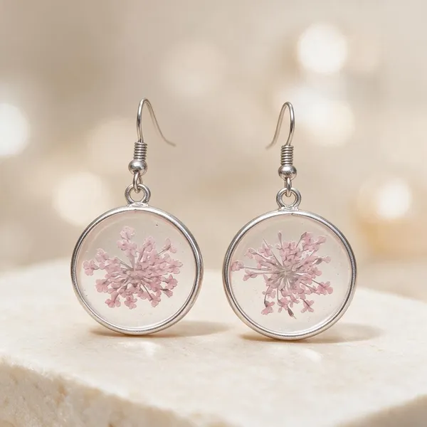 Silver_Resin_Floral_Round_Drop_Earrings_For_Women