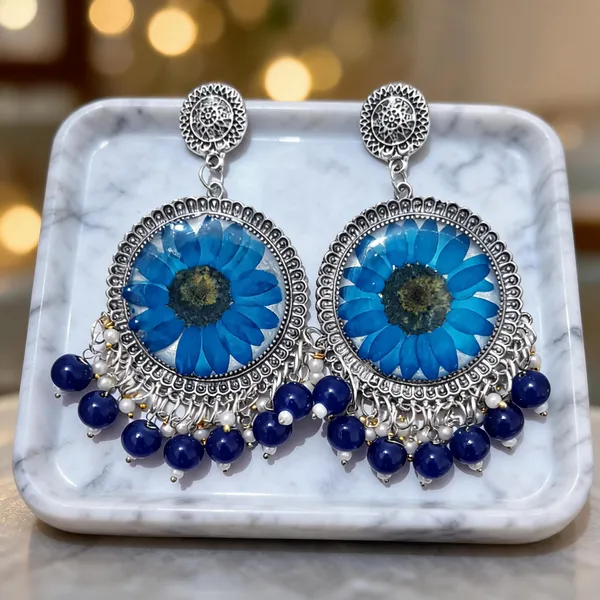 Blue_Oxidised_Silver_Tone_Floral_Beaded_Dangle_Earrings_For_Women