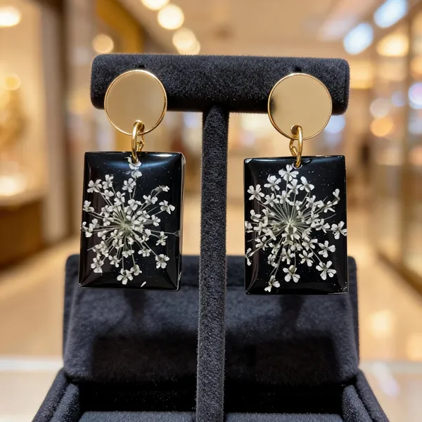 Black_Resin_Floral_Rectangular_Drop_Earrings_For_Women