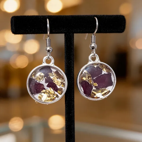 Purple_Resin_Marbled_Round_Drop_Earrings_For_Women