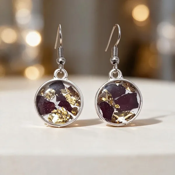 Purple_Resin_Marbled_Round_Drop_Earrings_For_Women