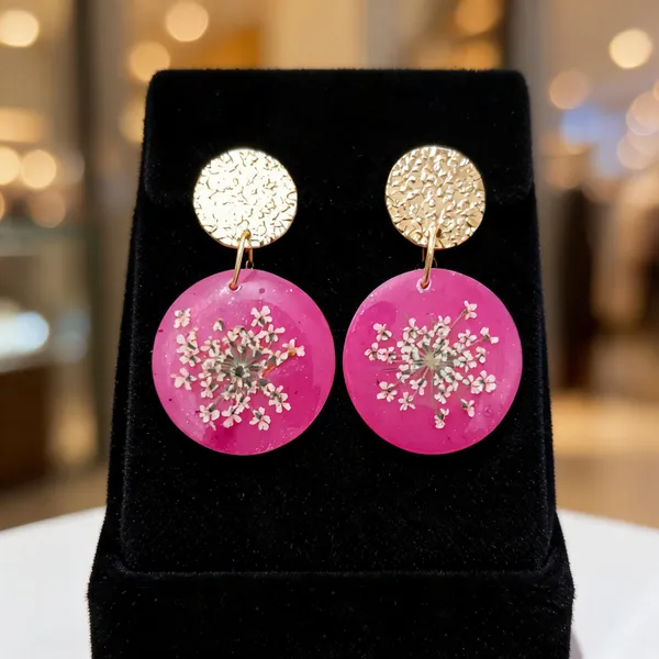Pink_Resin_Floral_Drop_Earrings_For_Women