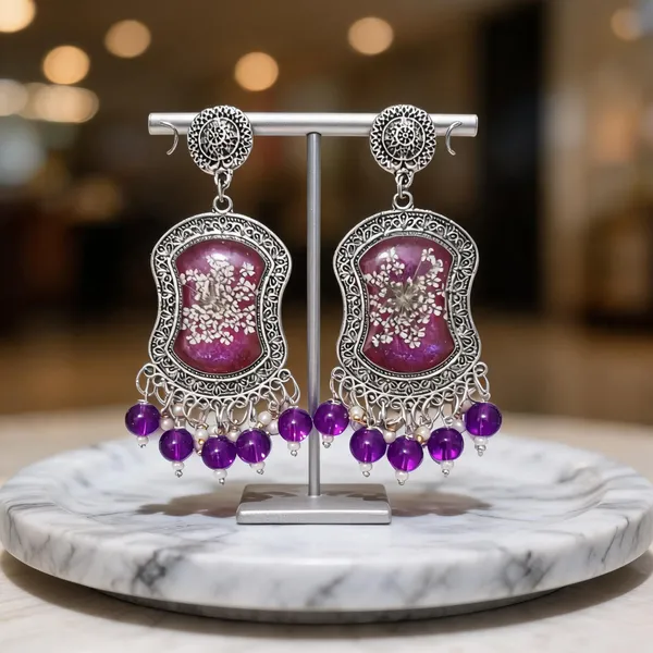 Purple_Oxidised_Silver_Tone_Floral_Dangle_Earrings_For_Women