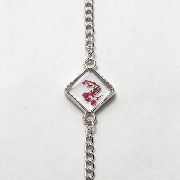Silver_Brass_Resin_Red_Floral_Square_Charm_Bracelet_For_Women