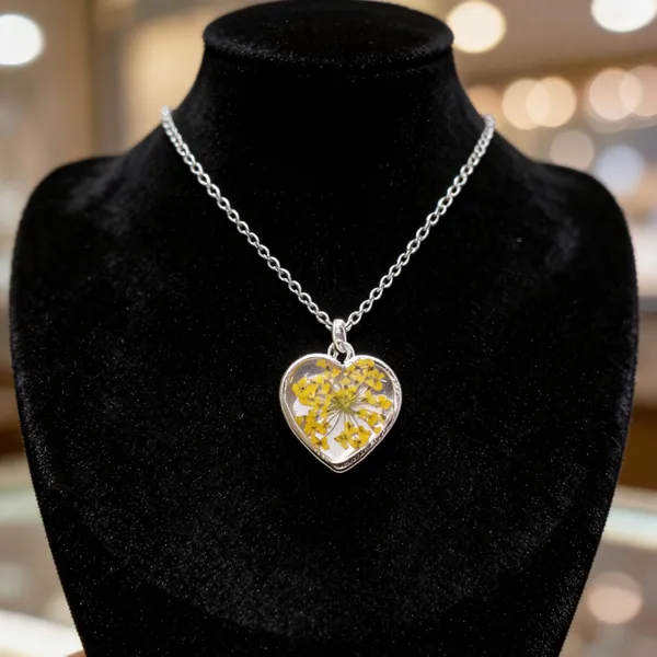 Silver_Resin_Yellow_Floral_Heart_Pendant_Necklace_For_Women