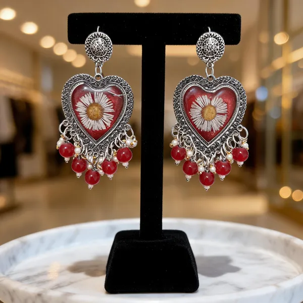 Silver_Oxidised_Metal_Red_Heart_Floral_Dangle_Earrings_For_Women