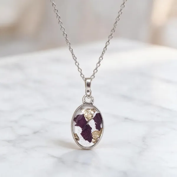 Silver_Purple_Resin_Stone_Oval_Pendant_Necklace_For_Women