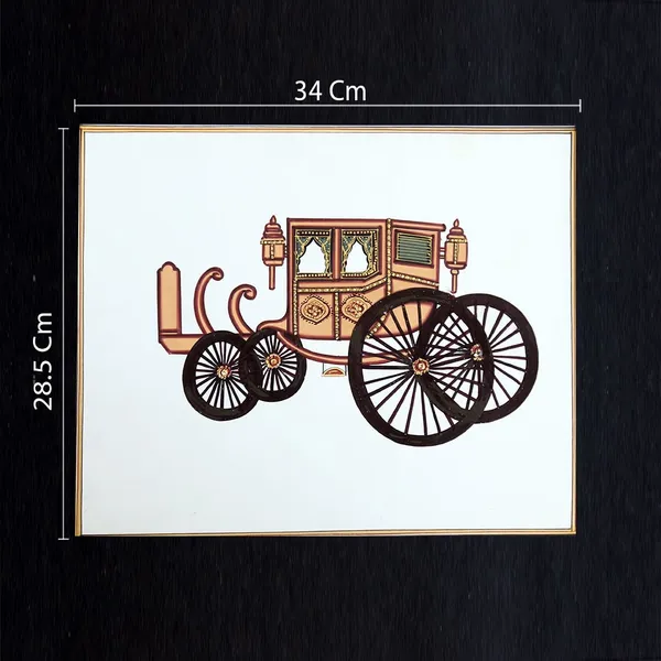 Rajasthani_Miniature_Handmade_Painting_Bagghi_Black_Border_White_Background