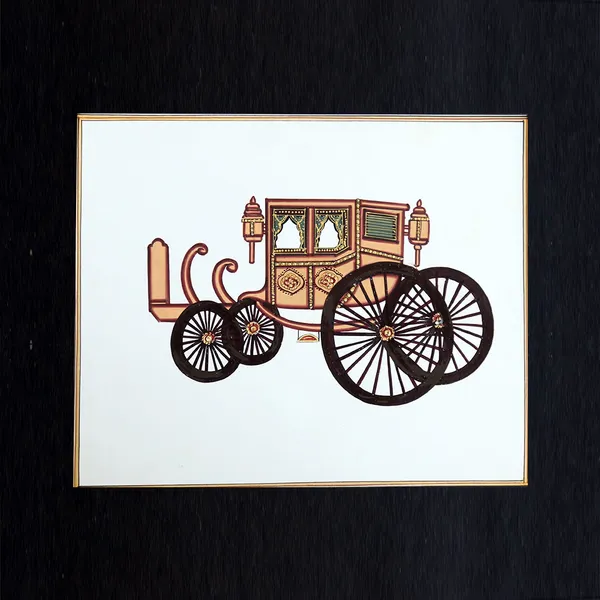Rajasthani_Miniature_Handmade_Painting_Bagghi_Black_Border_White_Background