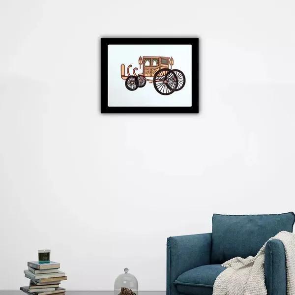 Rajasthani_Miniature_Handmade_Painting_Bagghi_Black_Border_White_Background