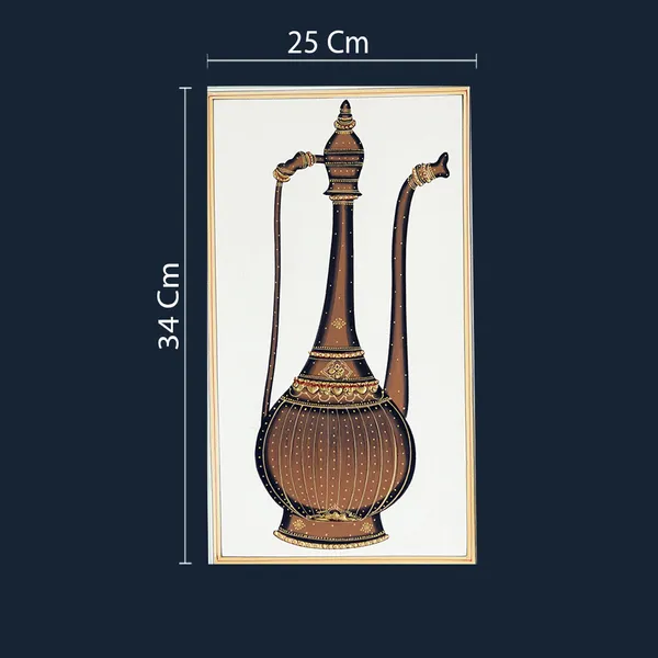 Rajasthani_Miniature_Handmade_Painting_Surahi_Black_Border_White_Background