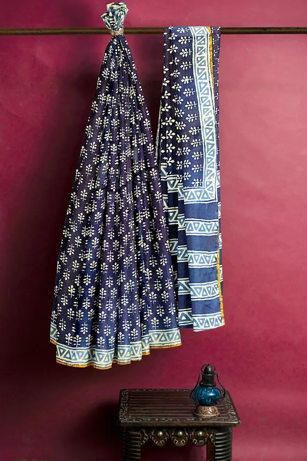 Hand_Blockprinted_Chanderi_Silk_Saree_Indigo