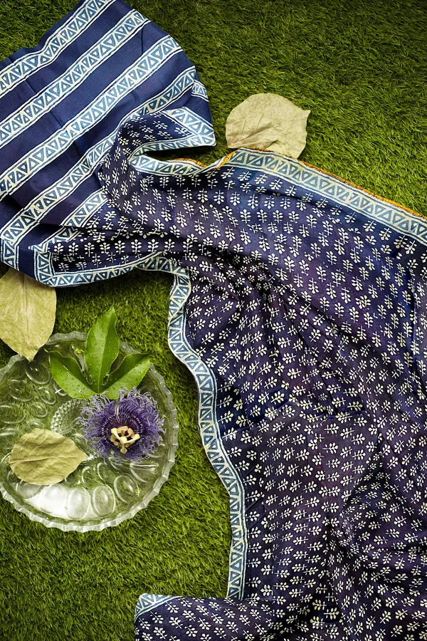 Hand_Blockprinted_Chanderi_Silk_Saree_Indigo