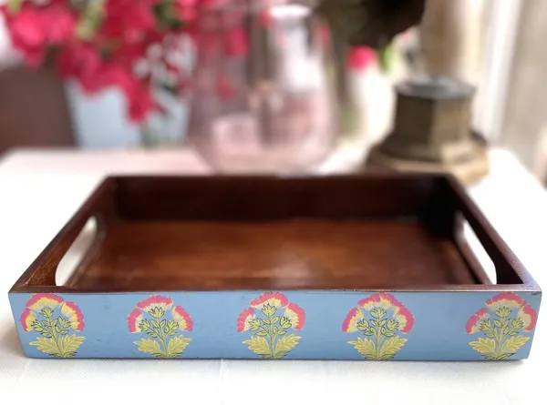 Handpainted_Antique_Look_Wooden_Tray_Rustic_Blue