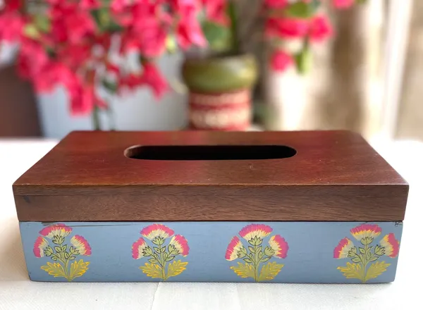 Handpainted_Antique_Look_Wooden_Tissue_Box_Rustic_Blue