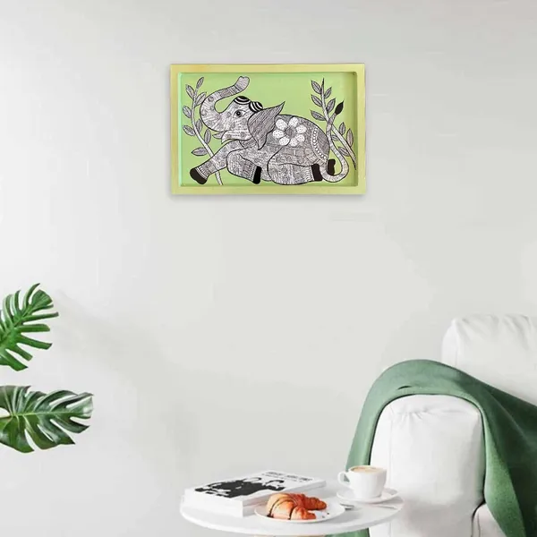 Handpainted_Wooden_Wall_Plate_Tray_Madhubani_Elephant