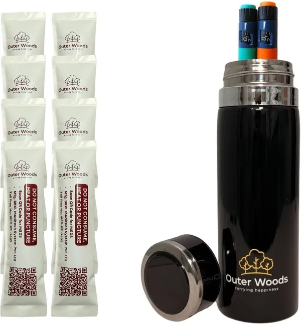 Outer_Woods_Insulin_Cooler_Bottle_Medium_(800ml)_with_8_Ice_Gel_Packs_Insulin_Cooler_For_Diabetics_Pack_(Black)