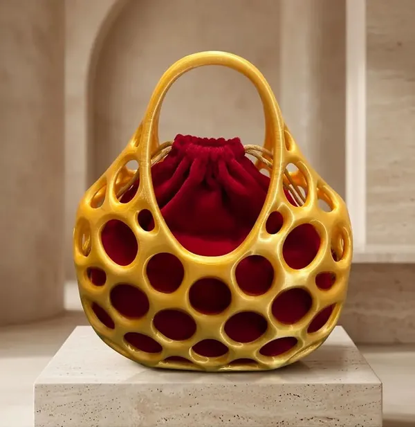 Gold_3D_Printed_Openwork_Cage_Handbag_For_Women