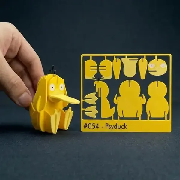 Psyduck_#054_3D_Kit_Card_Snap_Fit_Model_Puzzle