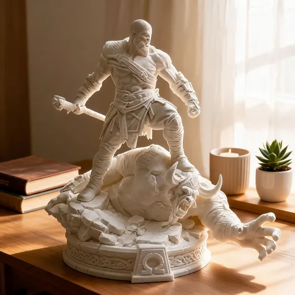 God_Of_War_Kratos_Vs_Beast_Diorama_Unpainted_Model_Kit