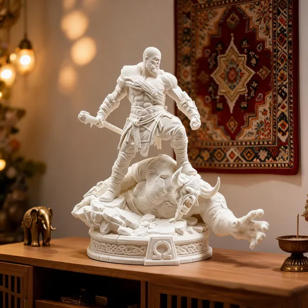 God_Of_War_Kratos_Vs_Beast_Diorama_Unpainted_Model_Kit