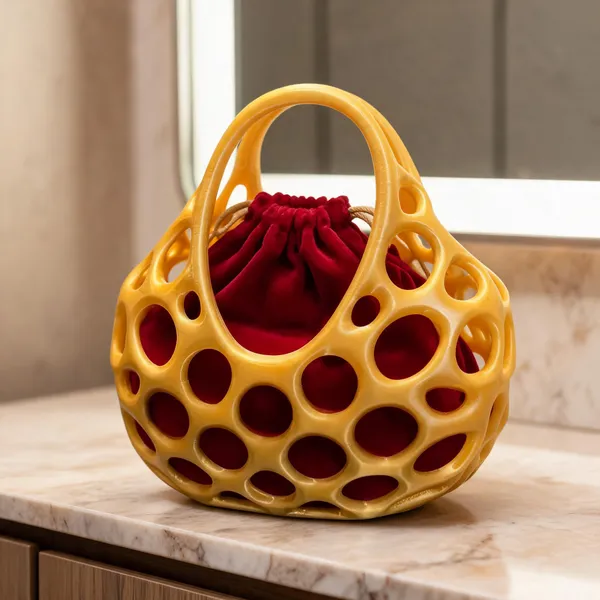 Gold_3D_Printed_Openwork_Cage_Handbag_With_Velvet_Pouch