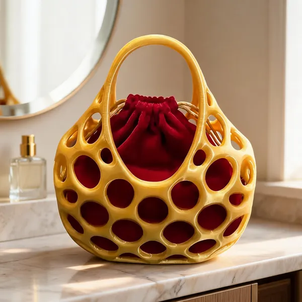 Gold_3D_Printed_Openwork_Cage_Handbag_With_Velvet_Pouch