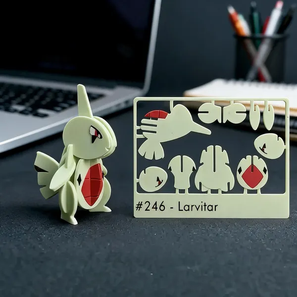 Larvitar_246_3D_Kit_Card_Snap-Fit_Diy_Assembly_Model