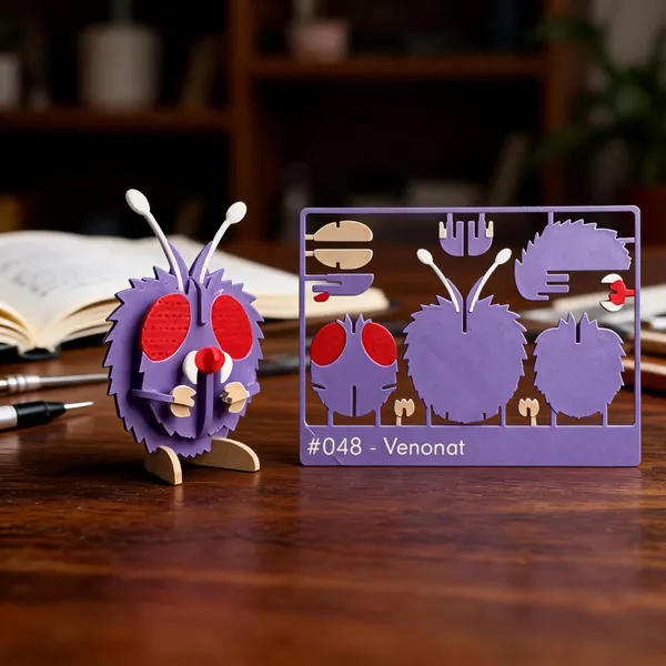 Venonat_048_3D_Kit_Card_Snap-Fit_Model_Puzzle