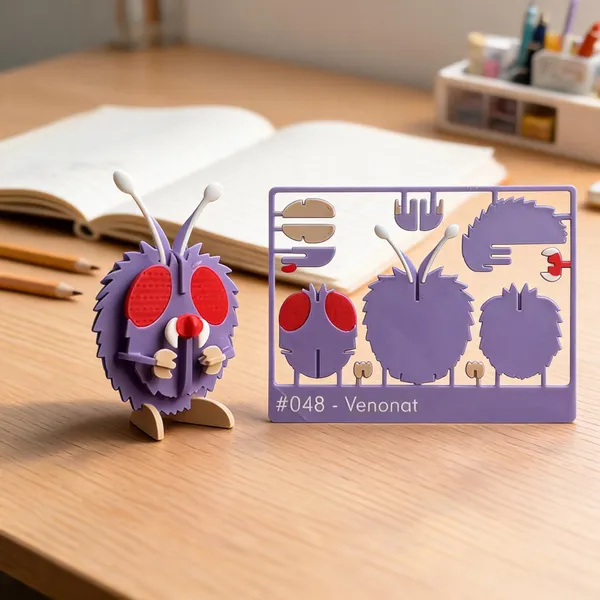 Venonat_048_3D_Kit_Card_Snap-Fit_Model_Puzzle