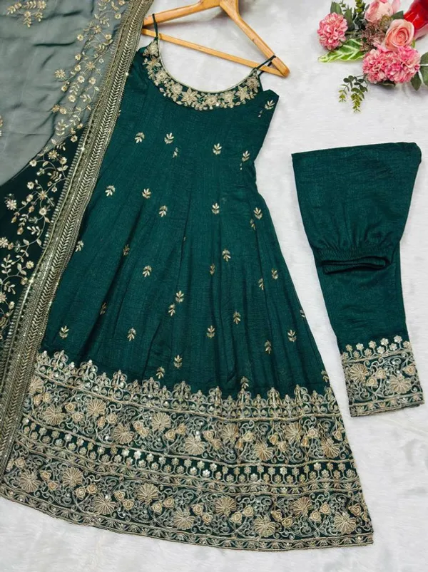 Womens_Vichitra_Silk_Embroidery_Anarkali_Gown_Pant_With_Dupatta