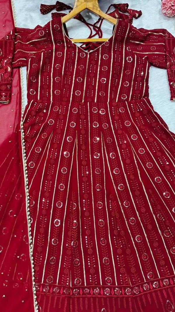 Women's_Faux_Blooming_Sequins_Anarkali_Gown_Pant_With_Dupatta
