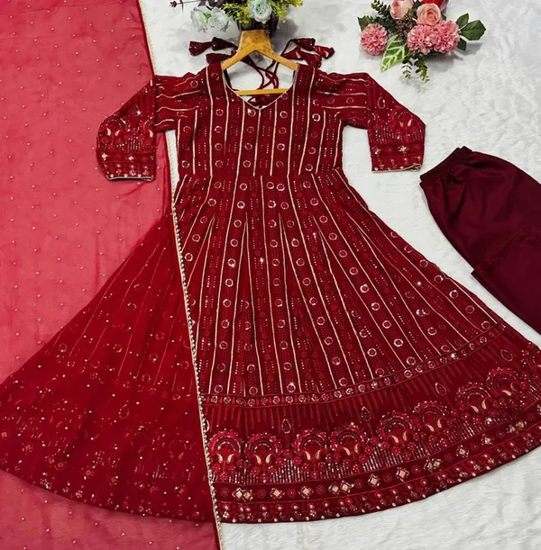 Womens_Faux_Blooming_Sequins_Anarkali_Gown_Pant_With_Dupatta