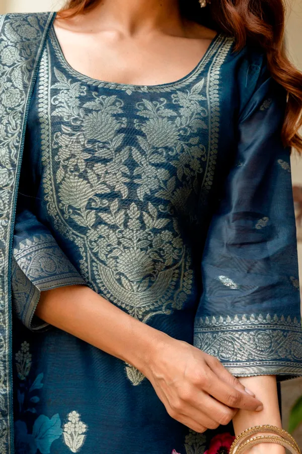 Women's_Chanderi_Cotton_Woven_Straight_Kurta_Pant_With_Dupatta