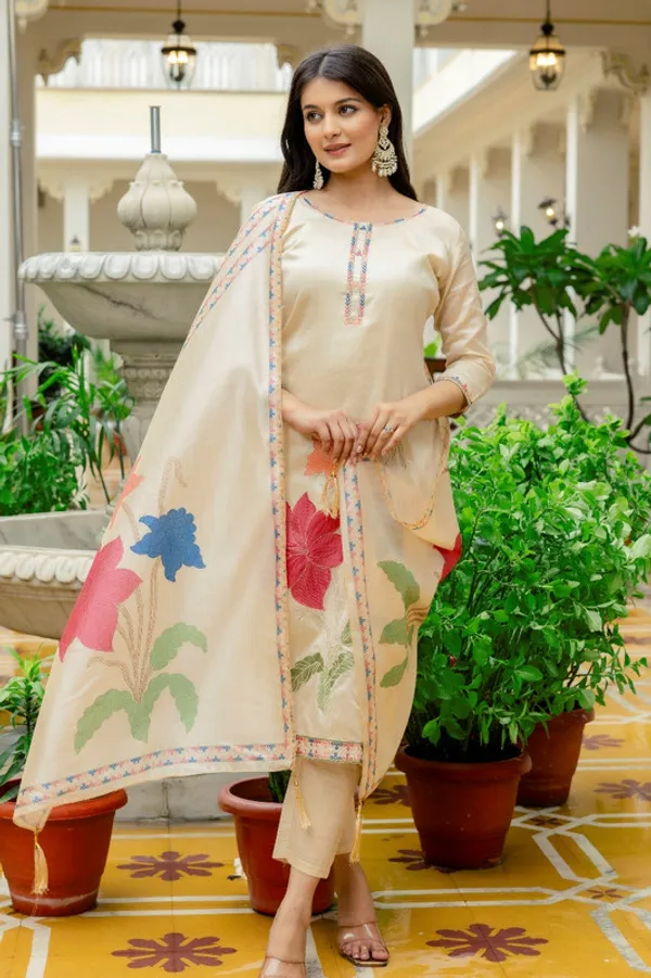 Women's_Assam_Silk_Embroidery_Beads_Straight_Kurta_Pant_With_Dupatta