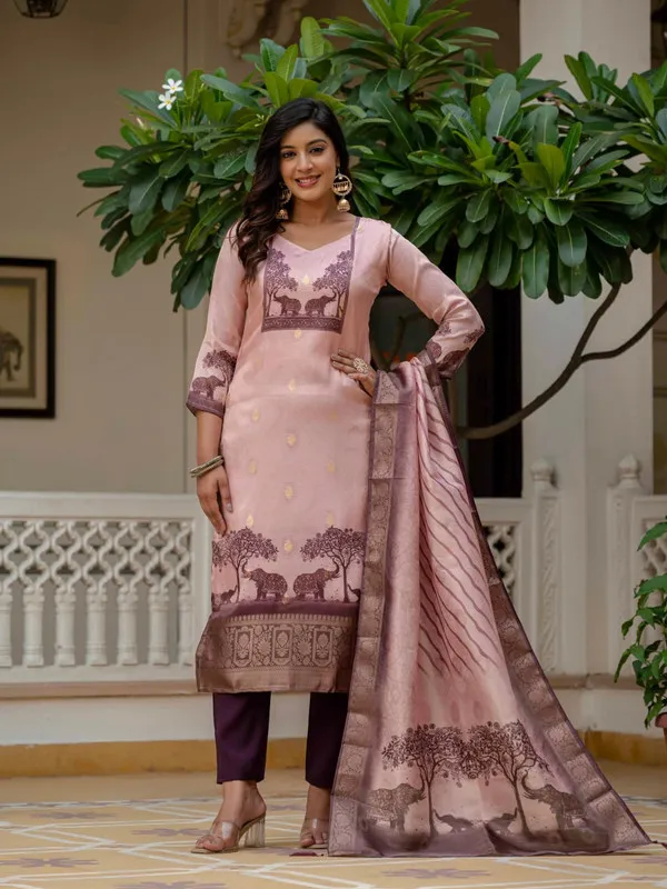 Women's_Jacquard_Silk_Printed_Straight_Kurta_Pant_With_Dupatta