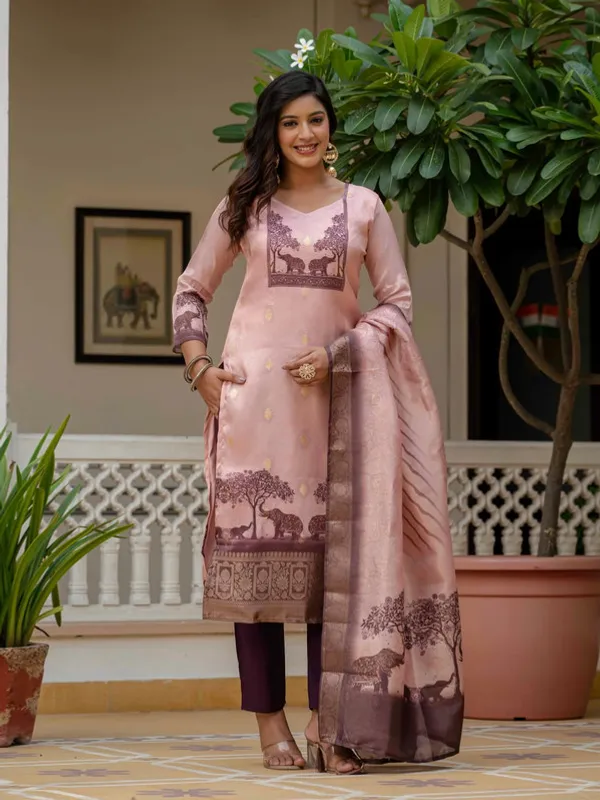Women's_Jacquard_Silk_Printed_Straight_Kurta_Pant_With_Dupatta