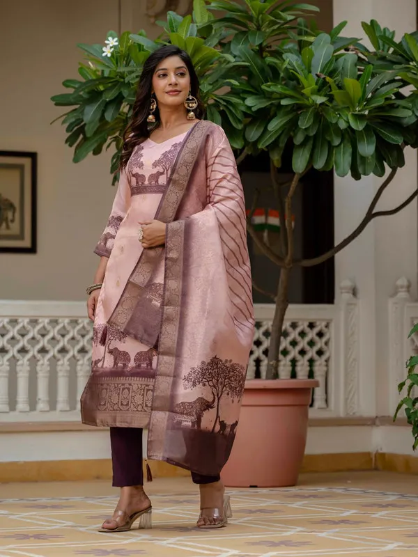 Women's_Jacquard_Silk_Printed_Straight_Kurta_Pant_With_Dupatta