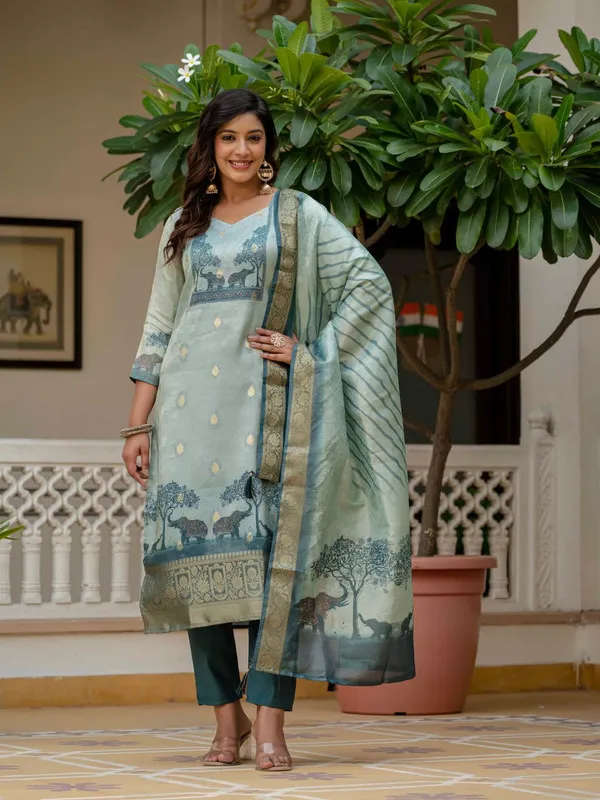 Women's_Jacquard_Silk_Printed_Straight_Kurta_Pant_With_Dupatta