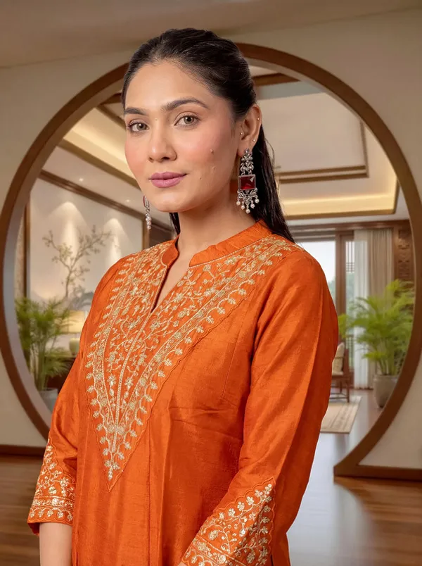 Women_Vichitra_Silk_Embroidery_Kurta_Pant_Set_With_Dupatta